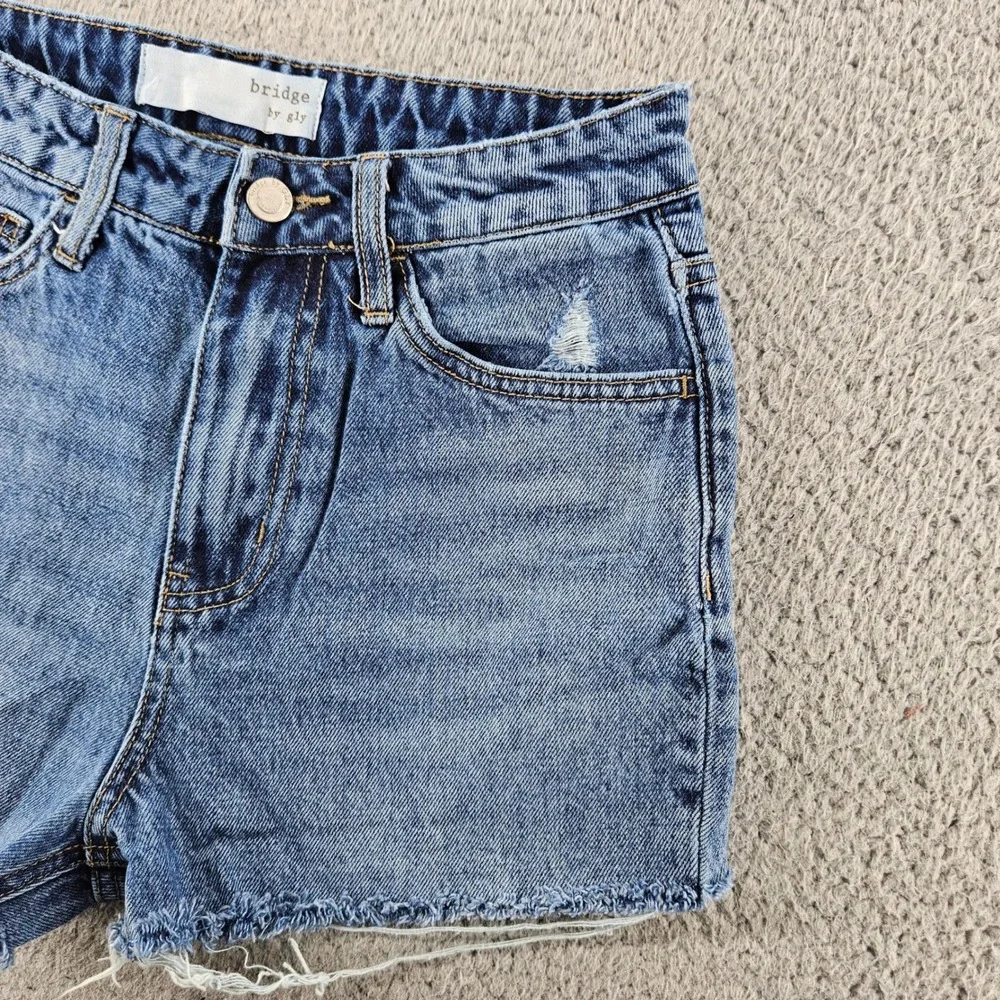 Bridge by Gly Jean Shorts‎ Wonmens 24 Blue Mom Fit Distressed Denim Boho Beach